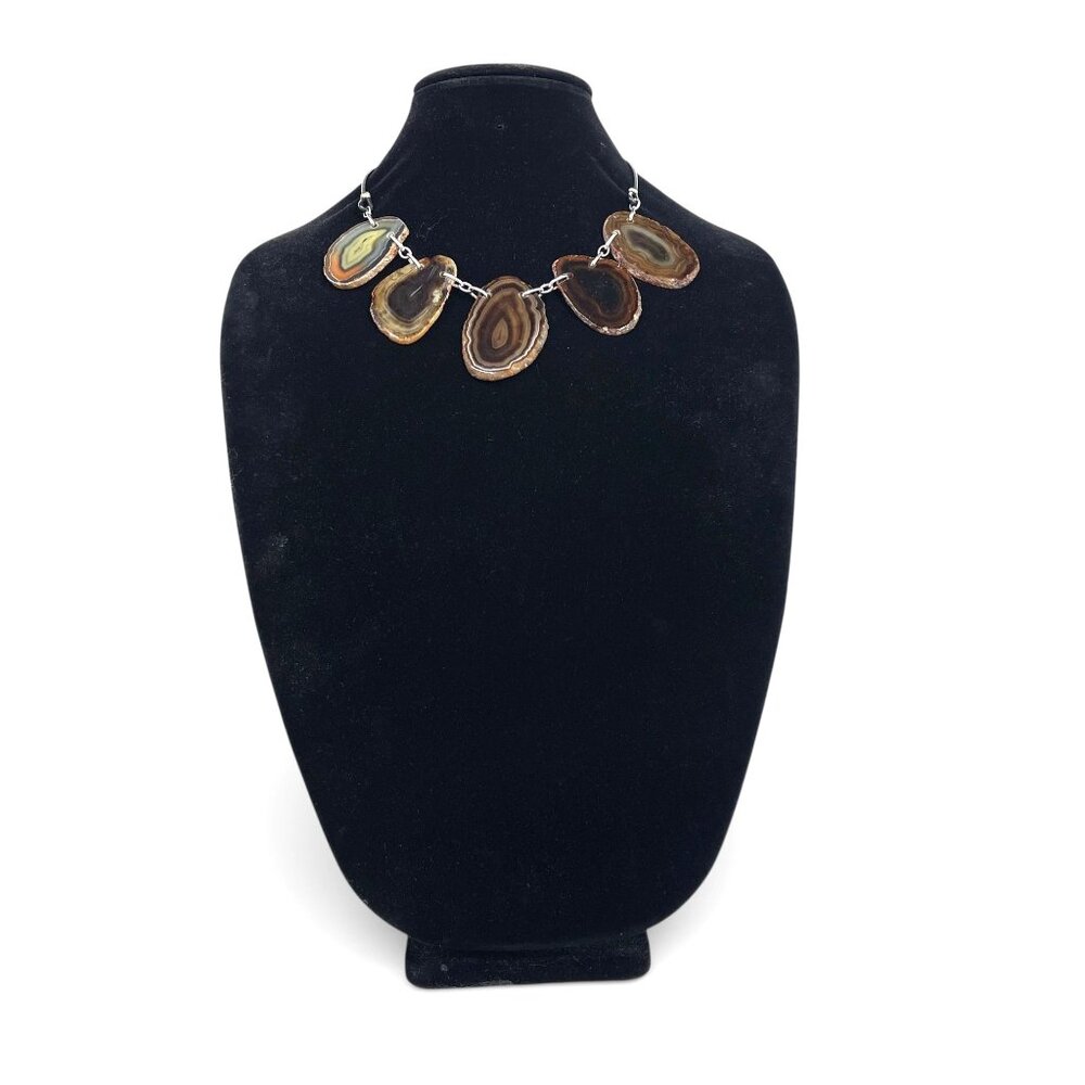 J.Jill Natural Agate Slice Statement Necklace Bro… - image 3